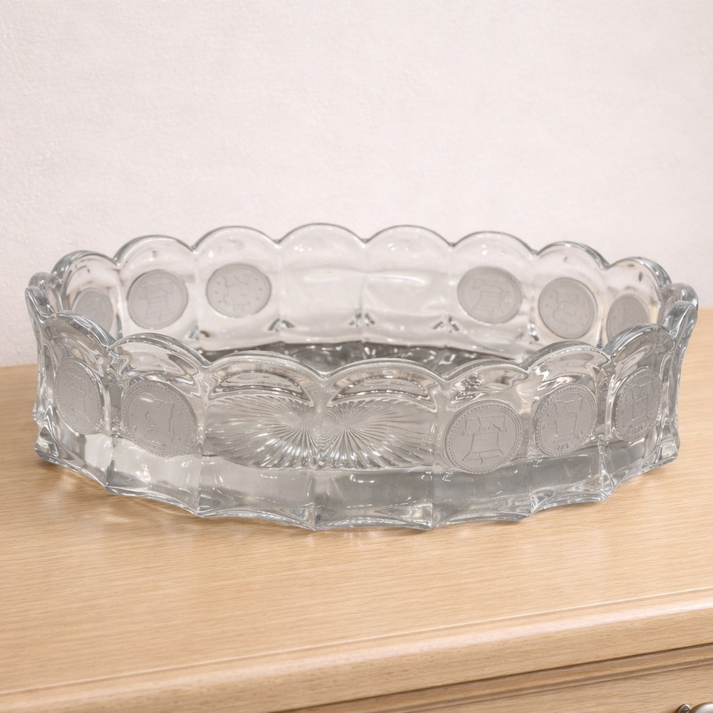Vintage 1970’s Fostoria Coin Dot Crystal Compote Dish